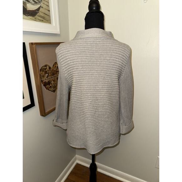 Anne Klein Women’s Gray Button Top Ribbed Cardigan Open Medium Pockets - Picture 4 of 4